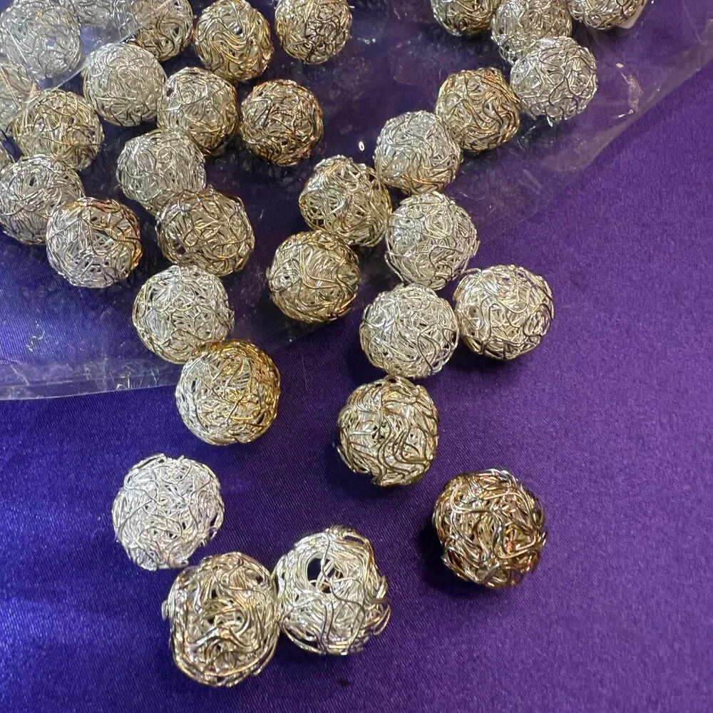 📌40+ Wire Bead Silver Copper Bird Nest Style Craft Beads 15 Millimeters